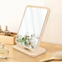 Miroir de maquillage en bois pliable personnalisé avec logo laser, idéal pour la beauté et les cosmétiques, vente en gros d'usine