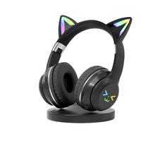 Headset Nirkabel Anak-anak dengan Warna Gradasi dan Telinga Kucing untuk 5.3, Peredam Kebisingan Aktif (ANC), Tahan Air IPX4, Hi-Fi, Ponsel