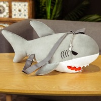 Sac à dos en peluche requin JUSTQUNSEEN pour enfants, en polyester, design unisexe, rembourré en coton PP, jouets brodés pour enfants