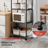 Étagère de rangement de cuisine moderne en plastique, non pliable, sur pied, multi-niveaux, mobile, à cinq niveaux, polyvalente pour micro-ondes et vaisselle