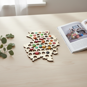 Supporto per Birra a Forma di Mappa del Mondo in Legno Ecologico Personalizzato, Tema Amore, Regalo per Pasqua e Festa del Papà, Decorazione da Parete - Product Image 4