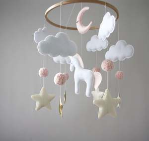 Baby shower regalo natura bebe bambini feltro di lana appeso giocattoli unicorno rosa della ragazza fatto a mano su misura del bambino <span class=keywords><strong>presepe</strong></span> mobile - Product Image 2