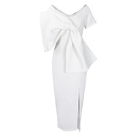 Robe maxi rose élégante grande taille pour femmes, décolleté en V profond, taille empire, volants, dentelle, longueur au sol, tissu en mousseline, trou creux uni