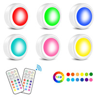 Lampe Led de placard Rechargeable avec télécommande, montage magnétique intégré, rondelles à couleur changeante, rvb, idéal pour un placard