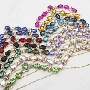 Factory Supply Flip Flop Shoe Crystal Chain Rhinestone Woman Bridal Sandals Decoration Crystal Chains