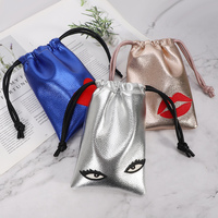 Sac à main multifonctionnel en cuir PU métallique tendance avec motif personnalisé, cordon de serrage, bandoulière réglable, poche pour téléphone portable
