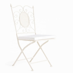 <span class=keywords><strong>Chaise</strong></span> de Bistro Pliante Vintage en <span class=keywords><strong>Fer</strong></span> <span class=keywords><strong>Forgé</strong></span> avec Coussin pour Salon de Jardin, Mariage, Événement - Product Image 1