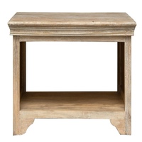 Table basse en bois massif sculptée à la main avec étagère de rangement ouverte – Finition naturelle rustique
