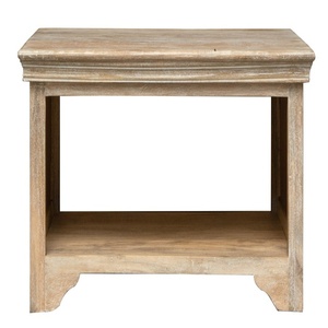 Hand-Carved Solid Wood Coffee <b>Table</b> with Open Storage Shelf – Rustic Natural Finish - Product Image 3