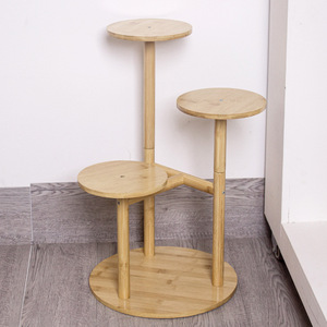 Support à fleurs d'angle en bambou à trois niveaux, étagère à plantes d'intérieur durable, support multi-niveaux - Product Image 1
