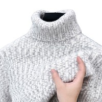 Nouveau Pull Col Roulé Homme en Mélange de Laine Brossée Tricoté Épais et Chaud, Lavable en Machine, Collection Automne/Hiver 2026 - Vente en Gros de Vêtements