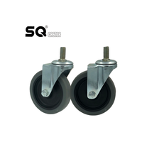 4 "X 1-1/4" Roue en TPR thermoplastique 50 75 100 mm Roues à roulettes en caoutchouc gris pour travaux légers Roues de remplacement pour chariot