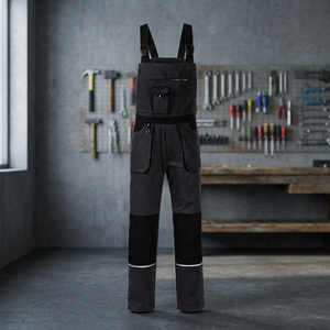 Unisex <b>Black</b> Polyester Work Coverall Abrasion Resistant Durable Breathable CE Certified Needle Detection Industrial Use - Product Image 2