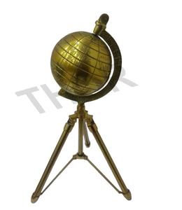 World Map <b>Globe</b> Steel Table Tripod Stand Nautical Golden POlished Office & Home Table <b>Globe</b> Decor Item - Product Image 1