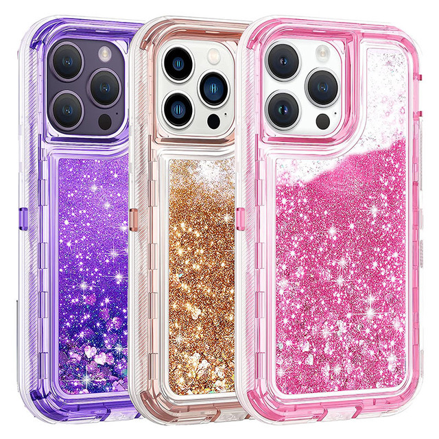 Luxury Quicksand Glitter Liquid Shiny Case for iPhone 16 Pro Max Heavy Duty Shockproof Protective Mobile Phone Case