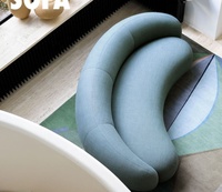 Modernes Nordisches Wohnzimmer-Lounge-Möbel Samt 3-Sitzer-Sofa Bouclé-Stoff Halbmond C-Form Gebogenes Couch-Sofa-Set