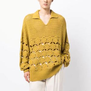 Polo décontracté de haute qualité de couleur unie avec logo personnalisé, polo à manches courtes pour hommes, pull tricoté à col en V pour hommes - Product Image 1