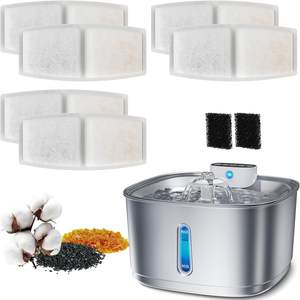 Umweltfreundliche 6er-Pack Katzenbrunnenfilter 108oz/3,2L Kabellose 2er-Pack Pumpen-Vorfilter mit Aktivkohle aus Kokosnussschalen - Product Image 1