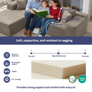 Sofá de espuma de pana modular de esponja comprimida, conjunto de muebles para sala de estar, productos personalizados, paquete al vacío - Product Image 4