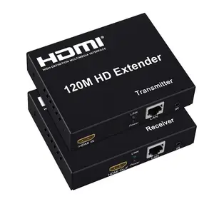 1080P HDMI Extender 120M Over Cat5e/6 RJ45 Ethernet Memperpanjang 120M Penerima Pemancar Perangkat Audio Video