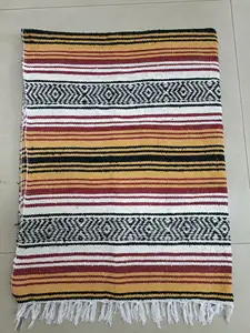 Falsa Blanket Fast Delivery Sample Available Custom Print In Bulk Home Decor Soft Woven Beach Yoga Mexican Blanket For Outdoor