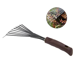 Winslow & Ross 9 tine hand rake with handle 1.75 inch tine mental portable rake with TPR handle