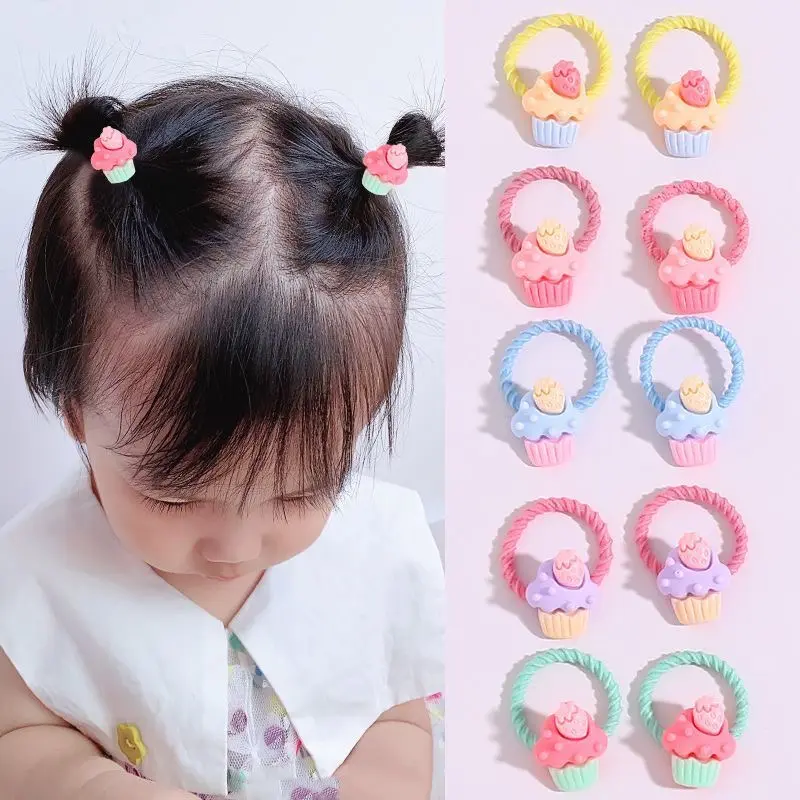 Bandas elásticas de flores de princesa de estilo europeo y americano, accesorios de cuerda de plástico para el cabello para niños, 30 Uds.