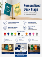 Drapeaux de table personnalisés pour salons professionnels, drapeaux de bureau avec base, logo imprimé recto-verso, design personnalisé, vente en gros en usine