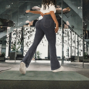 Fashion Solid High Waist Quick Dry Spandex/<b>Nylon</b> Workout Yoga Flare Pants Custom Logo Push up Gym Fitness <b>Leggings</b> for Women - Product Image 3