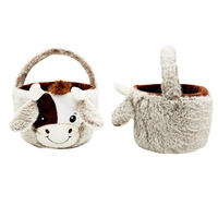 Peluche personnalisée en forme de vache pour panier, jouet en peluche artisanal en gros pour bébé, motif dessin animé, pour panier de confort