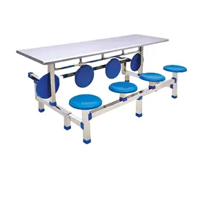 Длинный расширяемый обеденный стол и стулья из нержавеющей стали для школы и ресторана/
