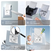 Prise murale allemande Schuko avec cadre en verre, norme IP44 résistante aux éclaboussures, avec couvercle étanche, couleur blanc, noir, gris, or
