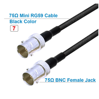 Câble Mini RG59 75 Ohm HD SDI BNC vers BNC Mâle/Femelle Noir/Bleu 75-2.5 1855A Pigtail pour Caméra Vidéo HD-SDI/3G-SDI/4K CCTV