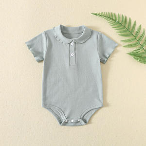 夏生まれたばかりの赤ちゃんジャンプスーツ女の子用かわいいソリッドカラークライミング服ロータスカラーボトムシャツ付きODM供給 - Product Image 4