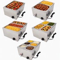 Bain-marie électrique commercial à double cuve en acier inoxydable avec robinet de vidange pour buffet et restauration