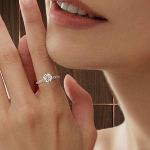 Premium Moissanite <b>Diamond</b> <b>Ring</b> 925 Sterling Silver Brilliant Cut Lab Grown <b>Diamond</b> Wedding Jewelry - Product Image 3