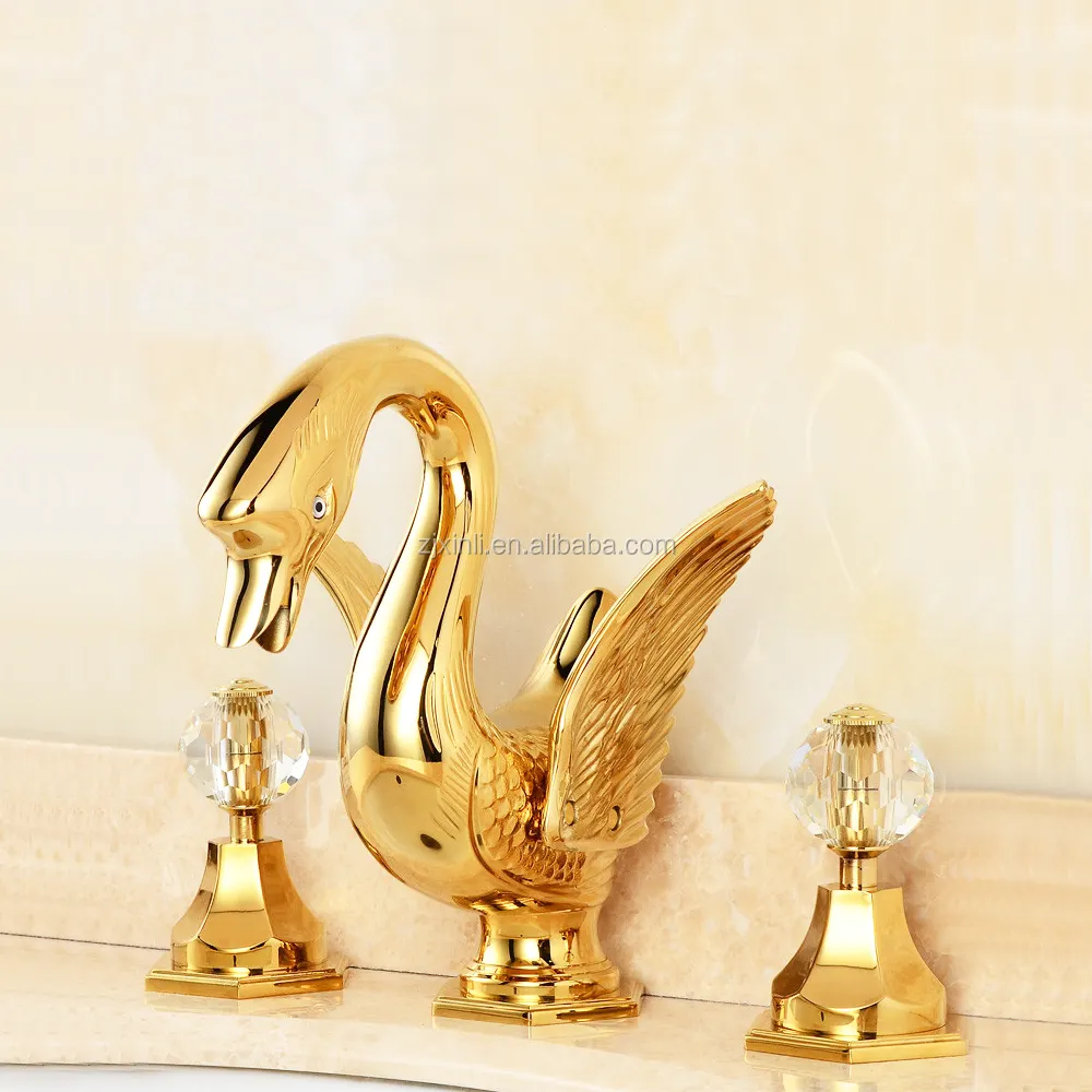 X9615B1 Glod Color Brass Material Artistic Swan Basin Faucet