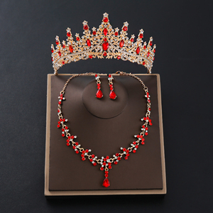 Conjunto de Joyas de Boda de Lujo Elegante para Novia de Estilo Europeo y Americano de Tres Piezas de Gama Alta con Collar, Pendientes y Corona Hecho de Aleación - Product Image 2