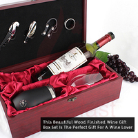 Boîte à vin rouge double en bois, coffret de rangement et de transport, ensemble de 4 outils avec accessoires, coffret cadeau en bois pour bouteille de vin