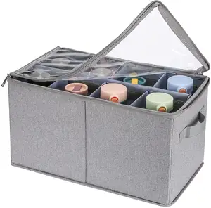 Modern Pragmatic Rectangular Storage Box Exquisite Collapsible Vacuum Cups Organizer Fabric Folding Plastic Cups Sundries Wine