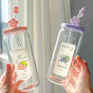 Jolie tasse à paille en verre 600 ml, écologique, design moderne et élégant, portable, avec petit cadeau offert, idéale pour les fêtes, vente en gros - Product Image 6