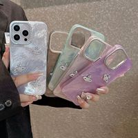 Pour iPhone 16 Faux Diamant Caméra Cas Antichoc Papillon Motif Bling Paillettes TPU Téléphone Cas Couverture pour iPhone 16 15 Pro Max