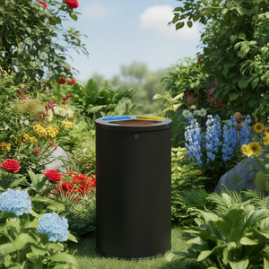 Contenitore per Rifiuti Riciclabili Cilindrico in Metallo Nero con 3 Aperture P-86 - Product Image 3