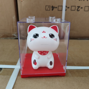Mignon chat porte-bonheur <span class=keywords><strong>Maneki</strong></span> <span class=keywords><strong>Neko</strong></span> en plastique ABS à énergie <span class=keywords><strong>solaire</strong></span>, tête oscillante, pour la décoration de voiture, de maison, de bureau et comme cadeau - Product Image 1