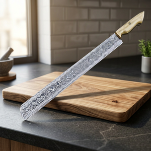 Cuchillo de Chef de Acero de Damasco Forjado a Mano Impresionante de BA ENTERPRISES, Precio de Fábrica Premium |   Cuchillo de Cocina Hecho a Mano Personalizado de 16.5 Pulgadas - Product Image 4