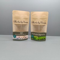 Pochette autoportante personnalisable en papier kraft avec fenêtre, emballage BOPP biodégradable et écologique pour aliments et thé