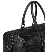Sac de Voyage en Cuir Gaufré Façon Croco Noir avec Logo Personnalisé, Sac de Week-end de Luxe Grande Capacité pour Hommes, Vente en Gros 2026