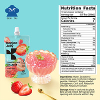 Hethstia Gelée de Konjac à Boire en Sachet Faible en Calories, Sans Sucre, Keto, Saveur Fraise, avec Peptides de Collagène et Vitamine C