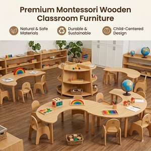 Muebles <span class=keywords><strong>de</strong></span> Madera Maciza Duraderos para Jardín <span class=keywords><strong>de</strong></span> Infancia, Mesa <span class=keywords><strong>de</strong></span> Media Luna para Niños, Escritorio <span class=keywords><strong>de</strong></span> Estudio, Estantería para Libros <span class=keywords><strong>de</strong></span> Guardería, Aprendizaje Preescolar - Product Image 2