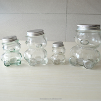 Mini Tarro de Vidrio con Forma de Osito de Peluche de 80 ml, Botella Redonda para Miel, Dulces, Azúcar